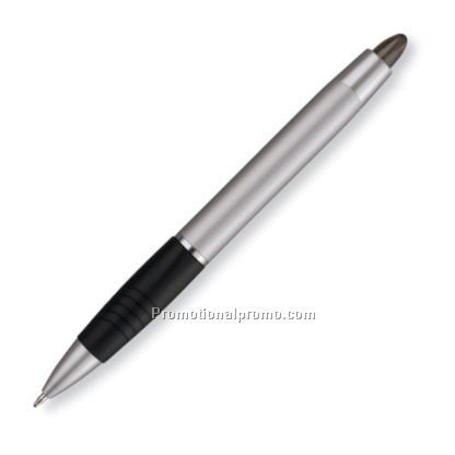 Metallic Silver Barrel/Black Trim/Black Ink Gel Pen