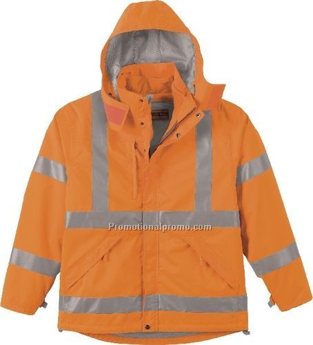 NEW MEN37459 3-IN-1 VERTICAL STRIPE SAFETY JACKET WITH FLEECE LINER