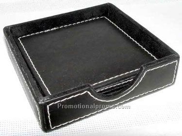New! Set of 4 Square Coasters Open Box/ 3.75 in/ StoneWash Cowhide