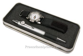 PEN & WATCH SET*, full color insert, tin box