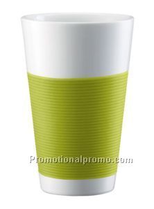Porcelain Double Wall Cup, Large/Cooler, 0.35L / 11.8oz., Green - Set of 2