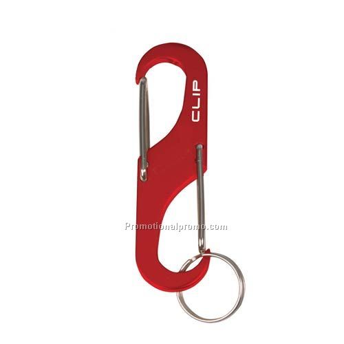 RED DOUBLE CLIP CARABINER WITH RING