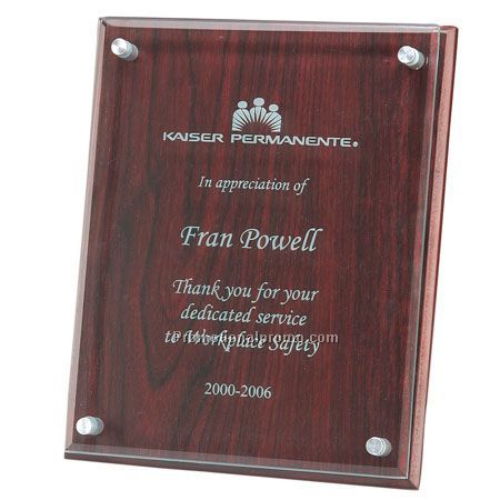 ROSEWOOD FINISH PLAQUE WITH GLASS - 6