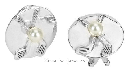 Real Pearl Crossed Club french clip earrings