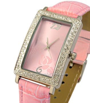 Rectangular Crystal Watch - Pink