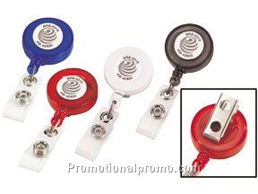 Retractable badge holder swivel clips - imprint on label