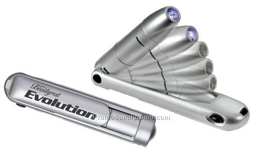 Satin Silver Plastic Robotic Flashlight.