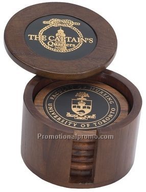 Set Of 6 Round Wooden Coasters