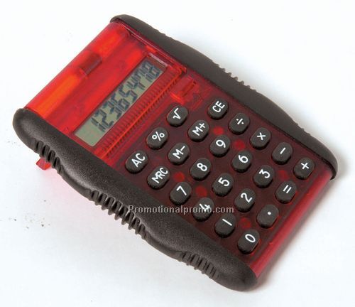 Small Automatic Flip Top Calculator - Red/Black