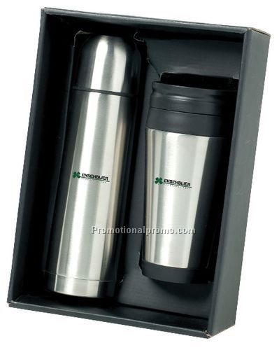 Stainless Steel Flask and Tumbler Set