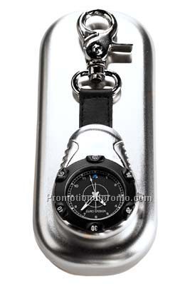 Stainless Steel Pocket Watch - Black Dial