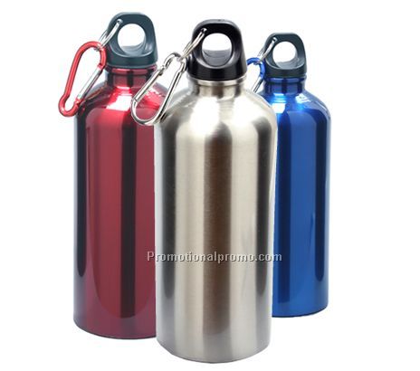 Stainless Steel Water Bottle w/Carabiner White 22oz
