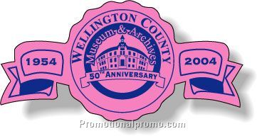 Stock Shape Fluorescent Pink Roll Labels - Anniversary Banner