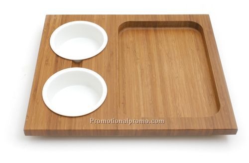 Swissmar Bamboo/Porcelain 2-Bowl Dip Set