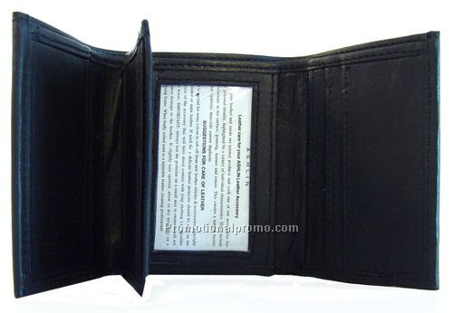 Tri-Fold Wallet / Centre Section & I.D. / Lambskin Napa / Black