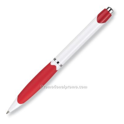 White Barrel Ball Pen/Red Trim