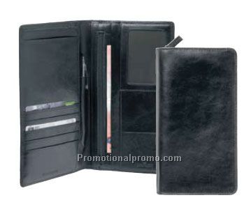 ZIP LEATHER PASSPORT WALLET