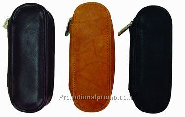 Zippered 2-Pen Case / Top Flap / Stonewash Cowhide