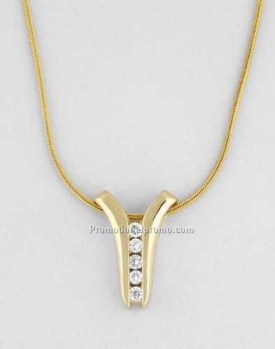 14k Y pendant in yellow gold filled with 5 diamonds