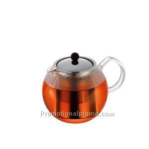 Assam 4 Cup Tea Press with Glass Handle, Stainless Steel Filter and Lid - 1.0L