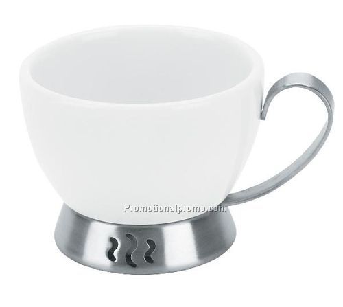 Bianca Porcelain & Stainless Steel Espresso Cup, 3oz