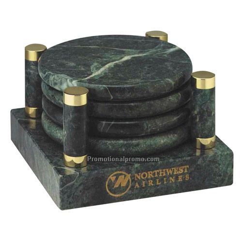 Green Solid Marble Coaster Set