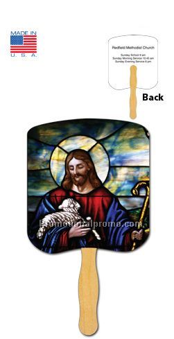 Jesus the Good Shephard Stapled Religious Fan
