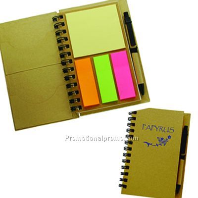 LARGE RECYCLED PAPER NOTEBOOK W/STICKY NOTES