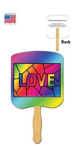 Love Stained Glass Stapled Religious Fan