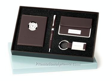 Maxine Ballpoint, Leather Clock, Card Case & Key Ring Set - Colorplay