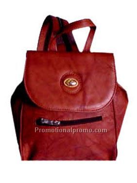 Mid Size Knapsack / Front Zipper / Stonewash Cowhide