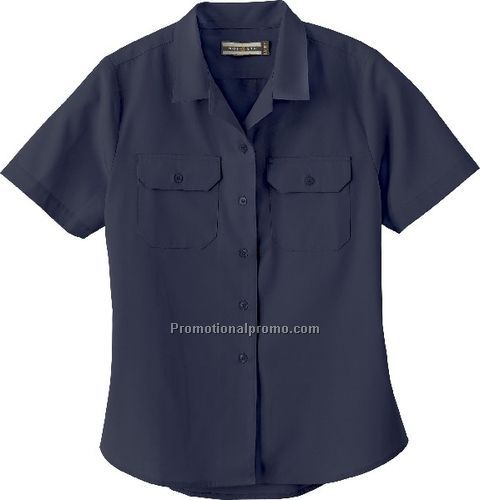 NEW LADIES37408SOIL RELEASE SHORT SLEEVE BROADCLOTH SHIRT