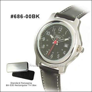 Padded black leather strap