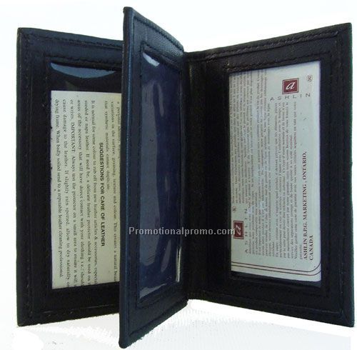 Pilot License 4-Window with Natural Dry Milled Cowhdie - Soft pebbled finish Black