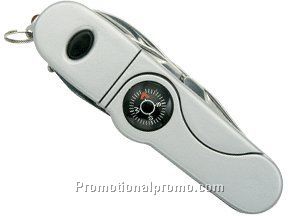 Pocket knife with compass and light