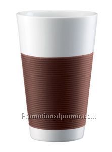 Porcelain Double Wall Cup, Large/Cooler, 0.35L / 11.8oz., Brown - Set of 2