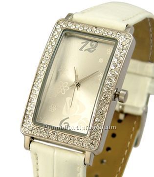 Rectangular Crystal Watch - White