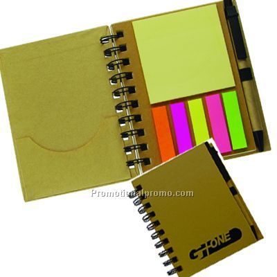 SMALL RECYCLED PAPER NOTEBOOK W/STICKY NOTES