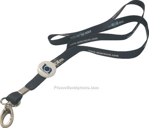 Screenprinted Lanyard - 3/8", 1/2" width with 1" round Button