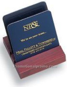 Set of 2 Cork - Backed Coasters with Red Walnut Stand