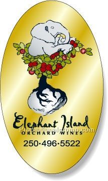 Stock Shape Brite Gold Foil Paper Roll Labels - Oval