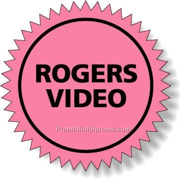 Stock Shape Fluorescent Red Roll Labels - Seal with serrated edge