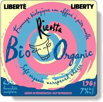 Stock Shape Fluorescent Red Roll Labels - Square with round corners