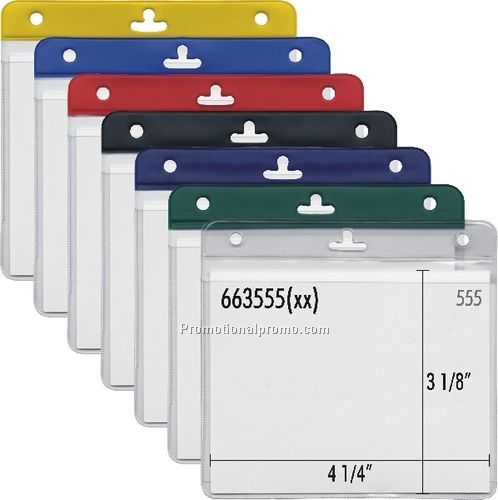Vinyl convention ID badge holder pouch #555 top VARIOUS COLORS