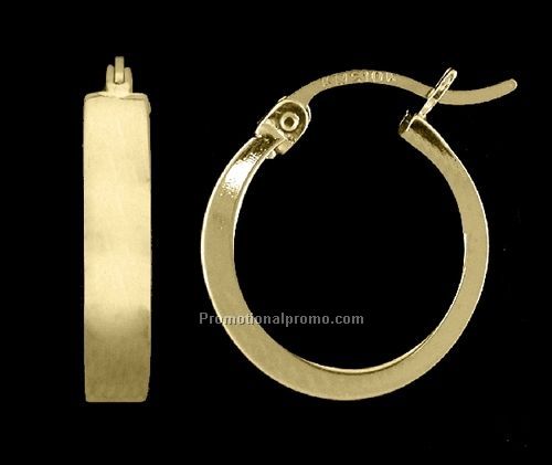 10k yellow hoop earrings, flat tubing