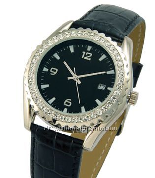 Bezel Crystal Watch - Black