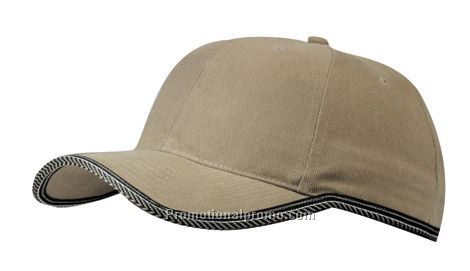 Brushed cotton twill cap with wrap around tape binding