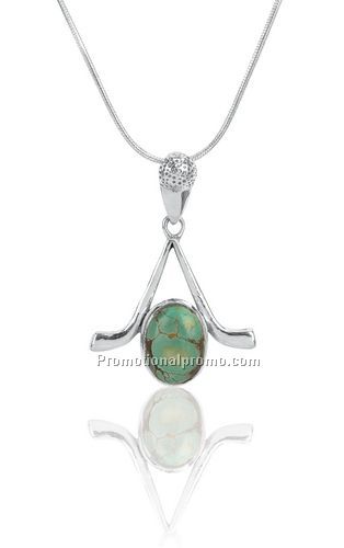Cabochon Turquoise/sterling silver crossed clubs