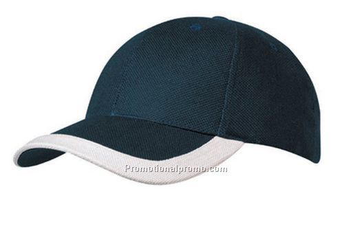 Cotton double pique cap/contrast trimming on peak