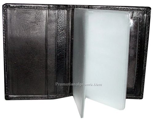 Credit Card Holder / 3 Leather & 14 Plastic Windows / Lambskin Napa / Black